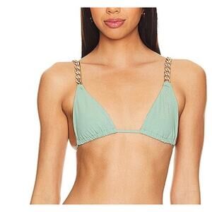 Revolve Triangle Chain Bikini Top Sage Green MEDIUM Bralette String Lovewave $88